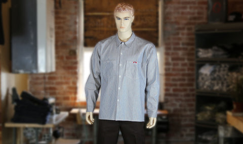 Ben Davis'S Hickory Polyester Blend Button Front Long Sleeve