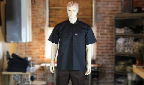 Ben Davis'S Black Polyester Blend Half Zip Short Sleeve