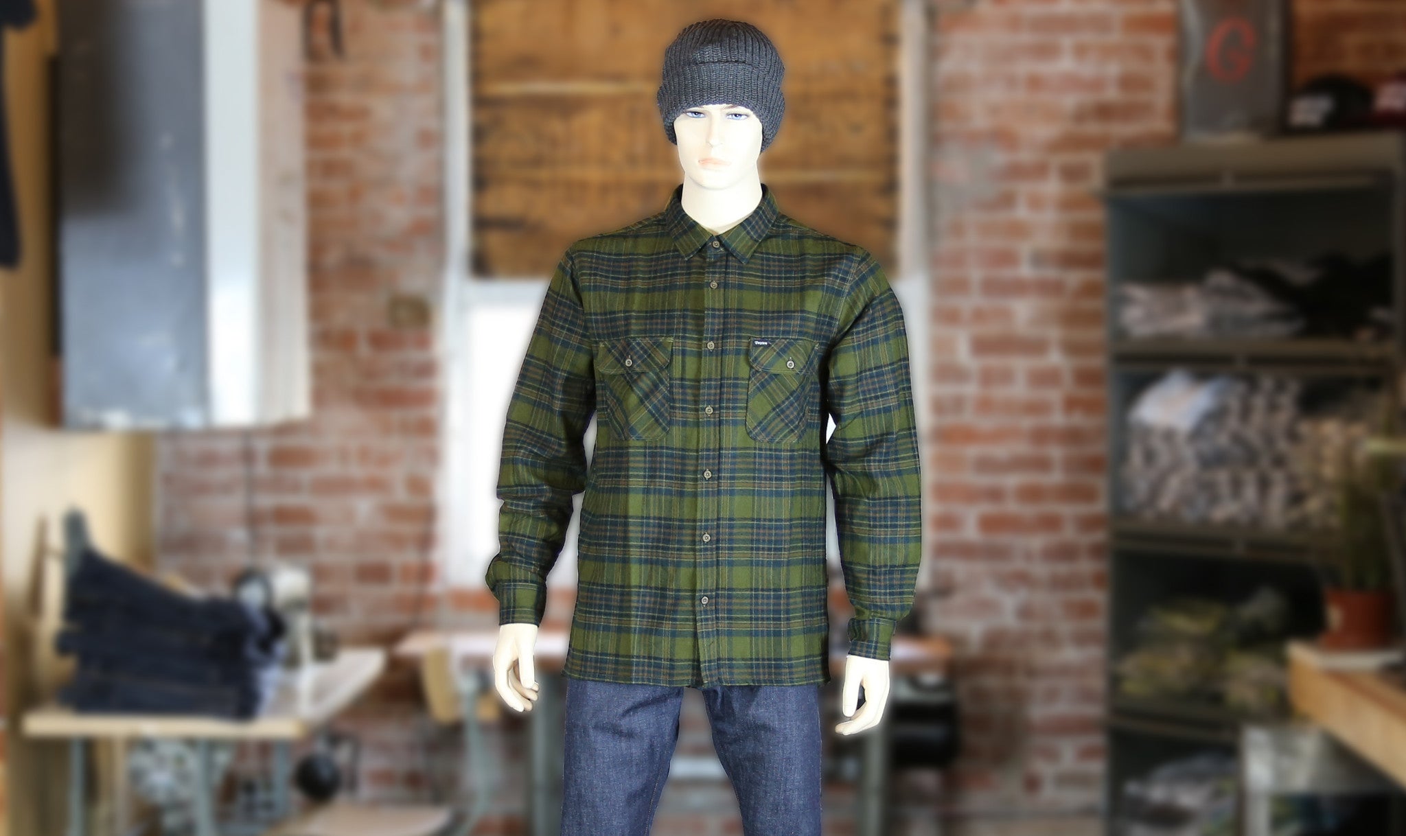 Brixton'S Green Flannel Archie Flannel