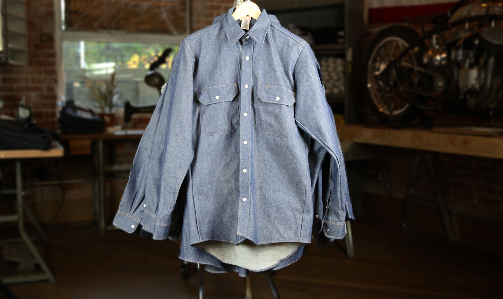 Red kap online denim shirt