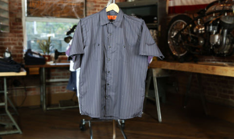 Red Kap'S Charcoal/White Polyester Blend Insustrial Striped Work Shirt